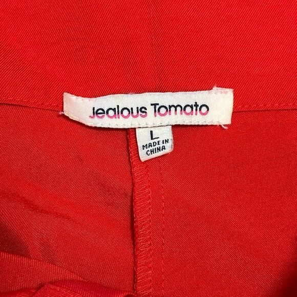 Jealous Tomato High Waisted Paperbag Red Belted Shorts, Large - Picture 2 of 6